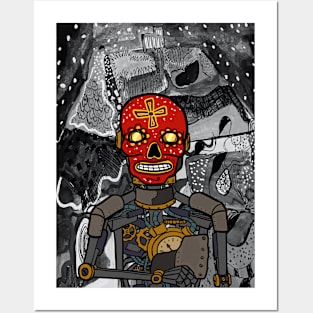 Futuristic 5head Digital Collectible - Character with RobotMask, MexicanEye Color, and GlassSkin on TeePublic Posters and Art